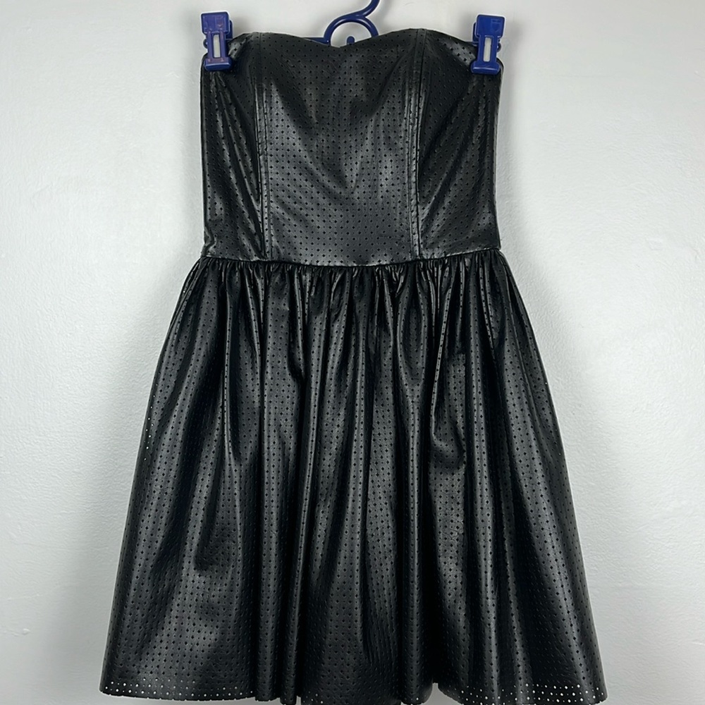 Misile Free People Bustier Strapless Vegan Leather  XS Diamond Perforated Detail